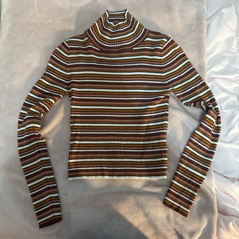 fall colors striped turtleneck top